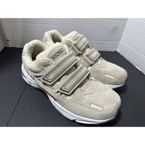 Vionic Tabi Women's Hook & Loop Walking Shoes, Cream Suede Size 8.5